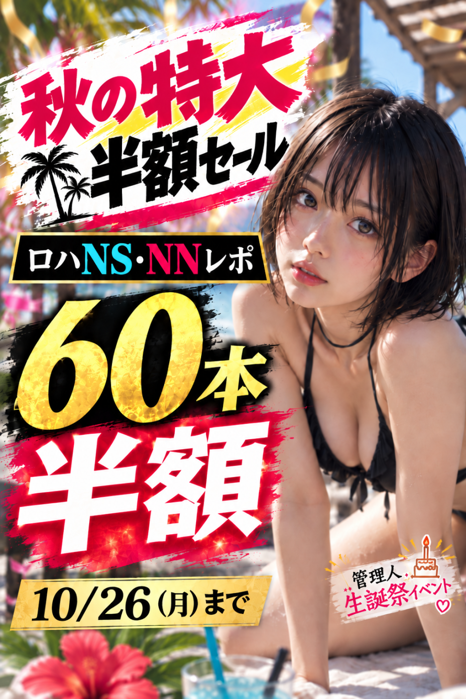 【生誕祭で半額セール】ロハNS・ロハNNレポ60本が半額ッ…!!【10/26(月)まで】